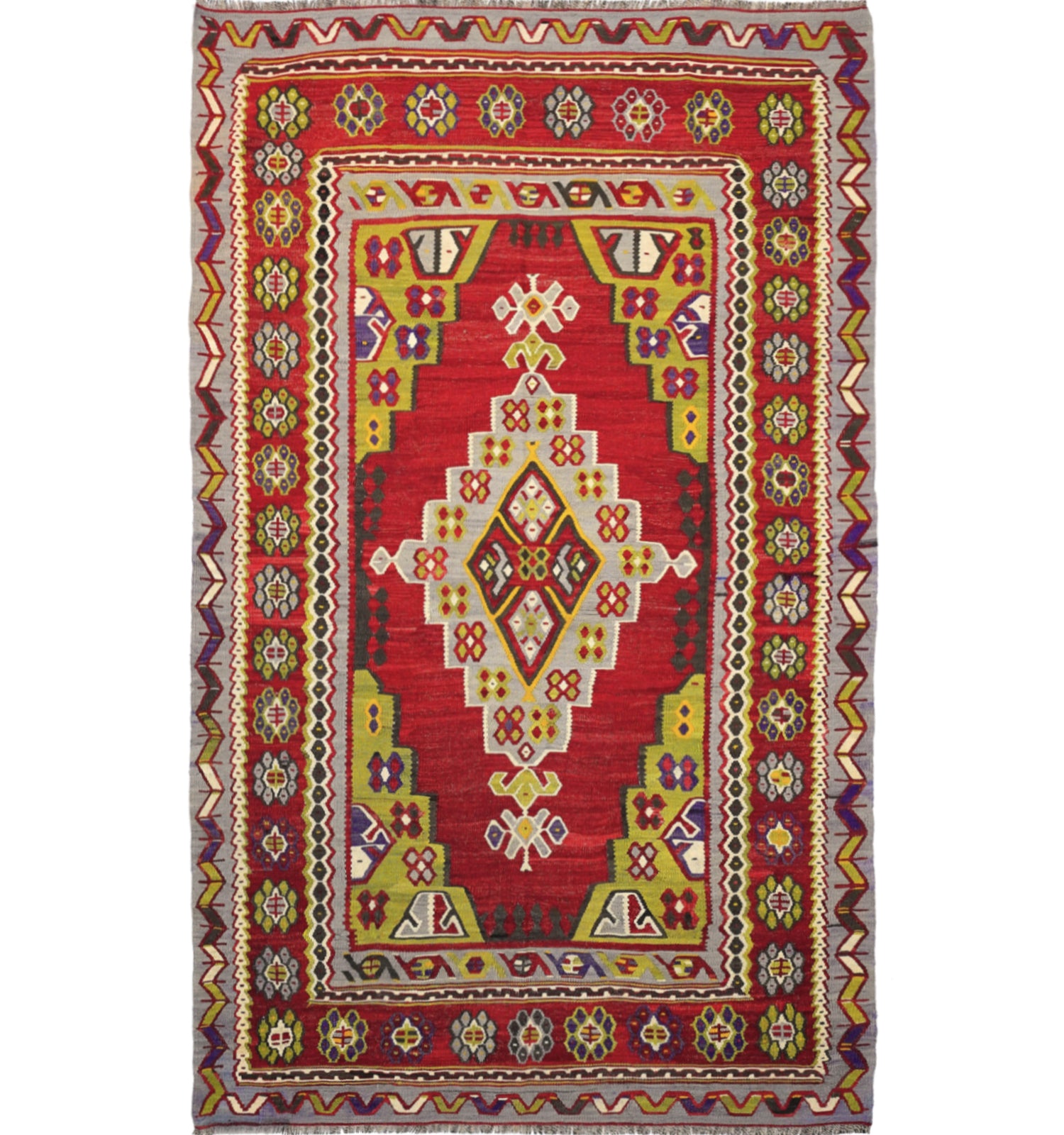 Kilim ancien Usak 265×160 cm – Tapis kilim tissé main en laine naturelle, Égée