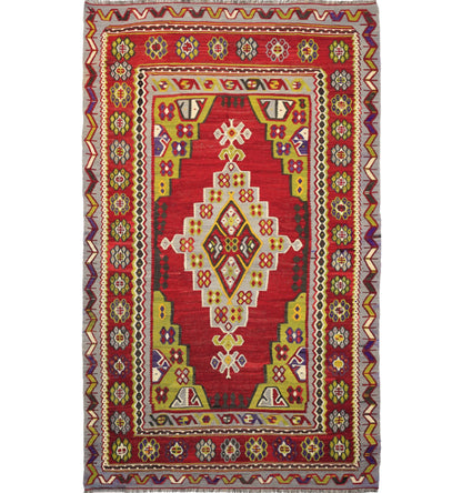 Kilim ancien Usak 265×160 cm – Tapis kilim tissé main en laine naturelle, Égée