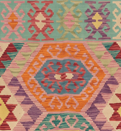 Détail du tissage en laine du kilim Waziri tissé à la main (provenance Waziri)