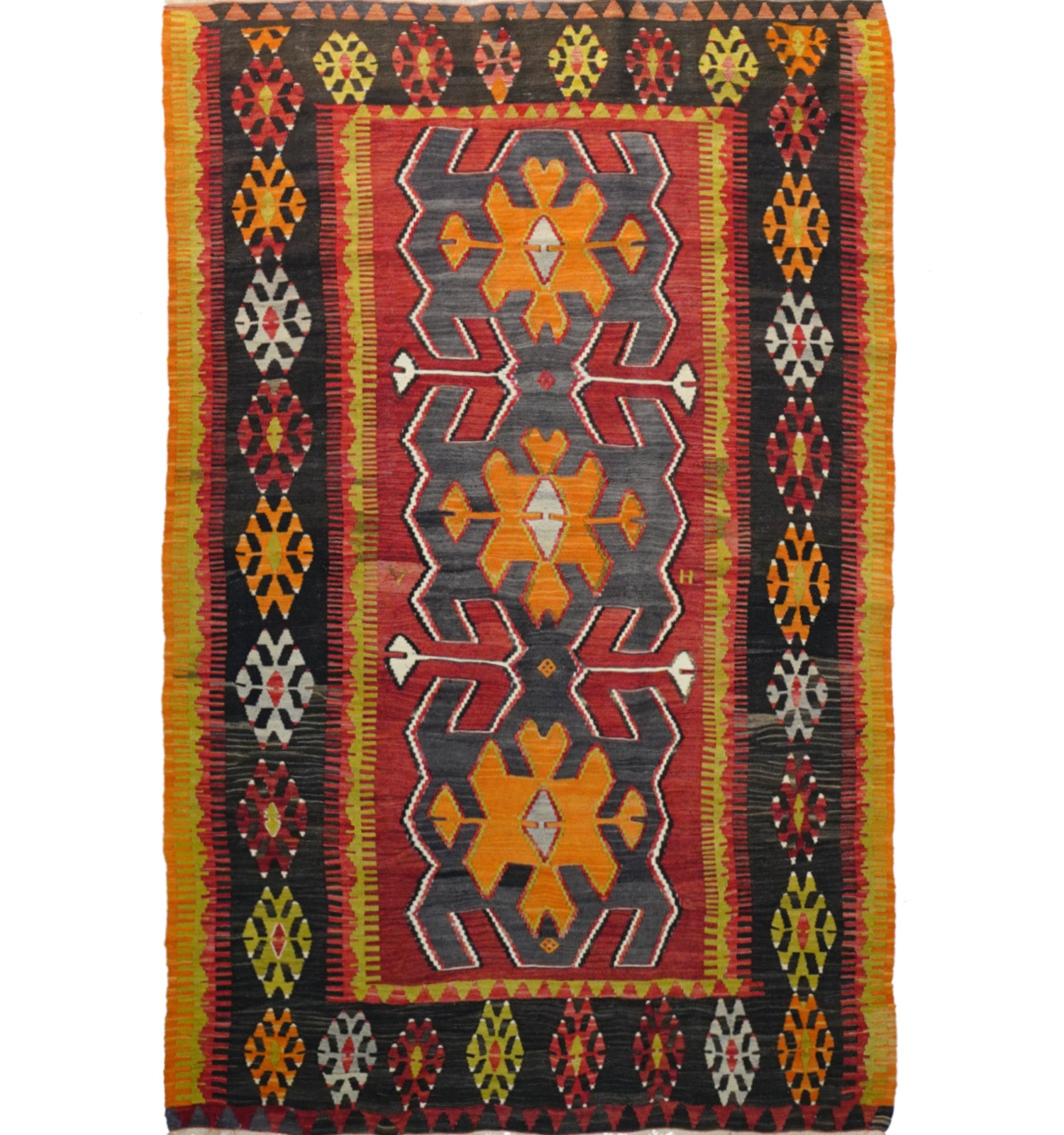 Vintage Kilim Yesilova 207×140 cm – Handwoven Turkish wool rug