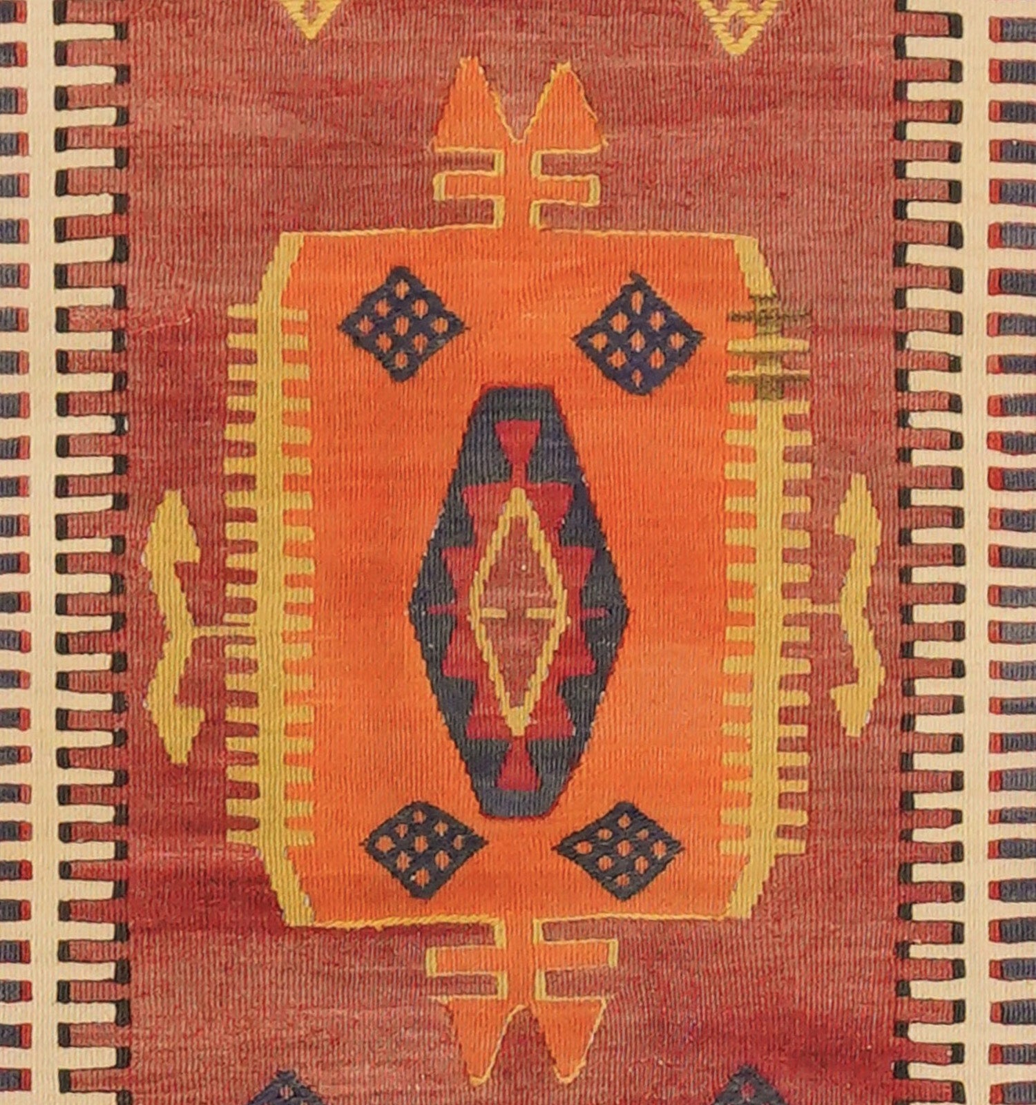 Détail du tissage en laine du kilim Yesilova tissé à la main (provenance Yesilova)