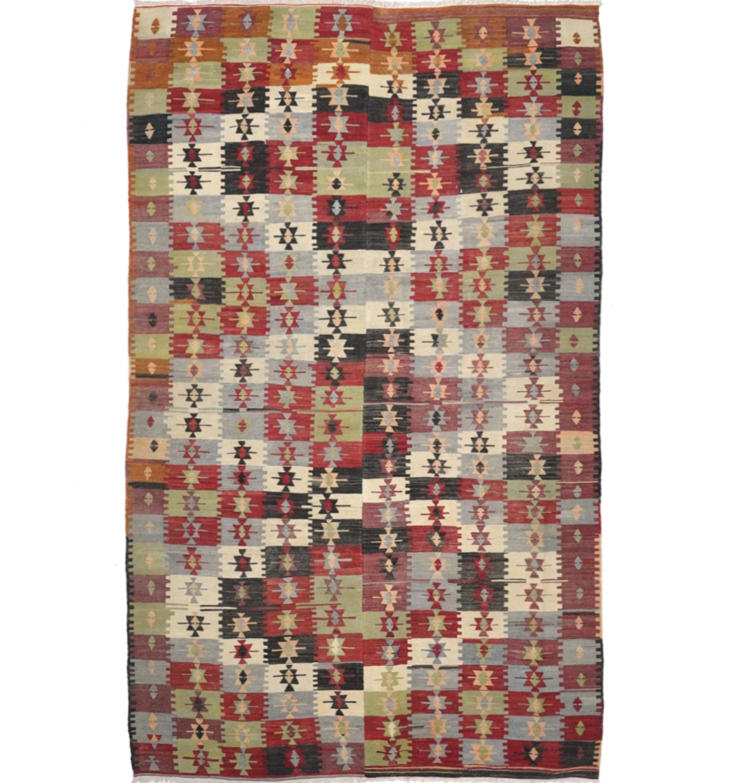 Kilim ancien Yesilova 300×180 cm – Tapis kilim tissé main en laine naturelle, Anatolie