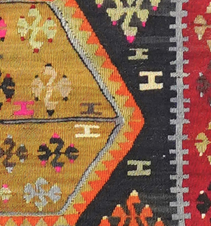 Détail du tissage en laine du kilim Yozgat tissé à la main (provenance Yozgat)