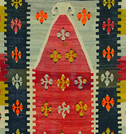 Détail du tissage en laine du kilim Yozgat tissé à la main (provenance Yozgat)
