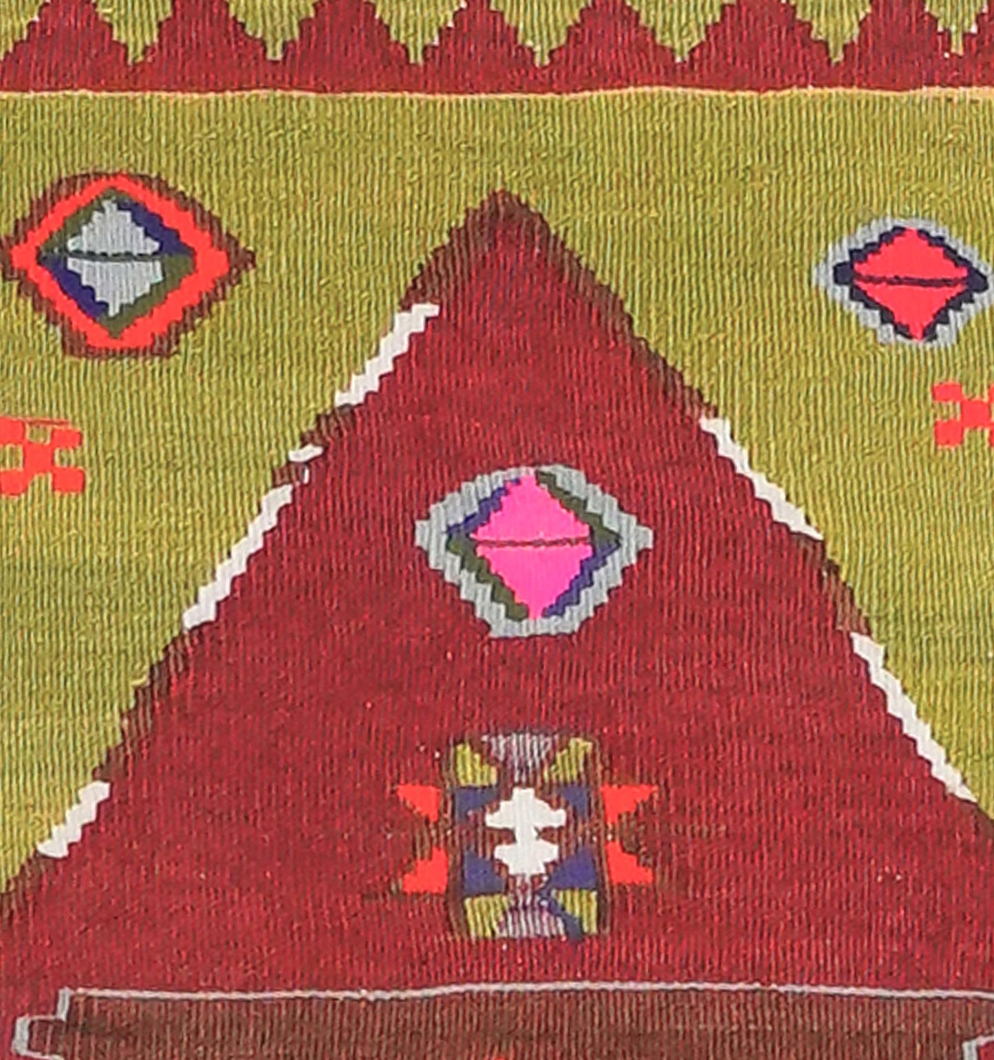 Détail du tissage en laine du kilim Yozgat tissé à la main (provenance Yozgat)