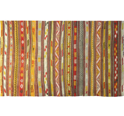 Vue horizontale du kilim Yuntdag 215 x 120 cm – Tapis turc en laine de provenance Yuntdag