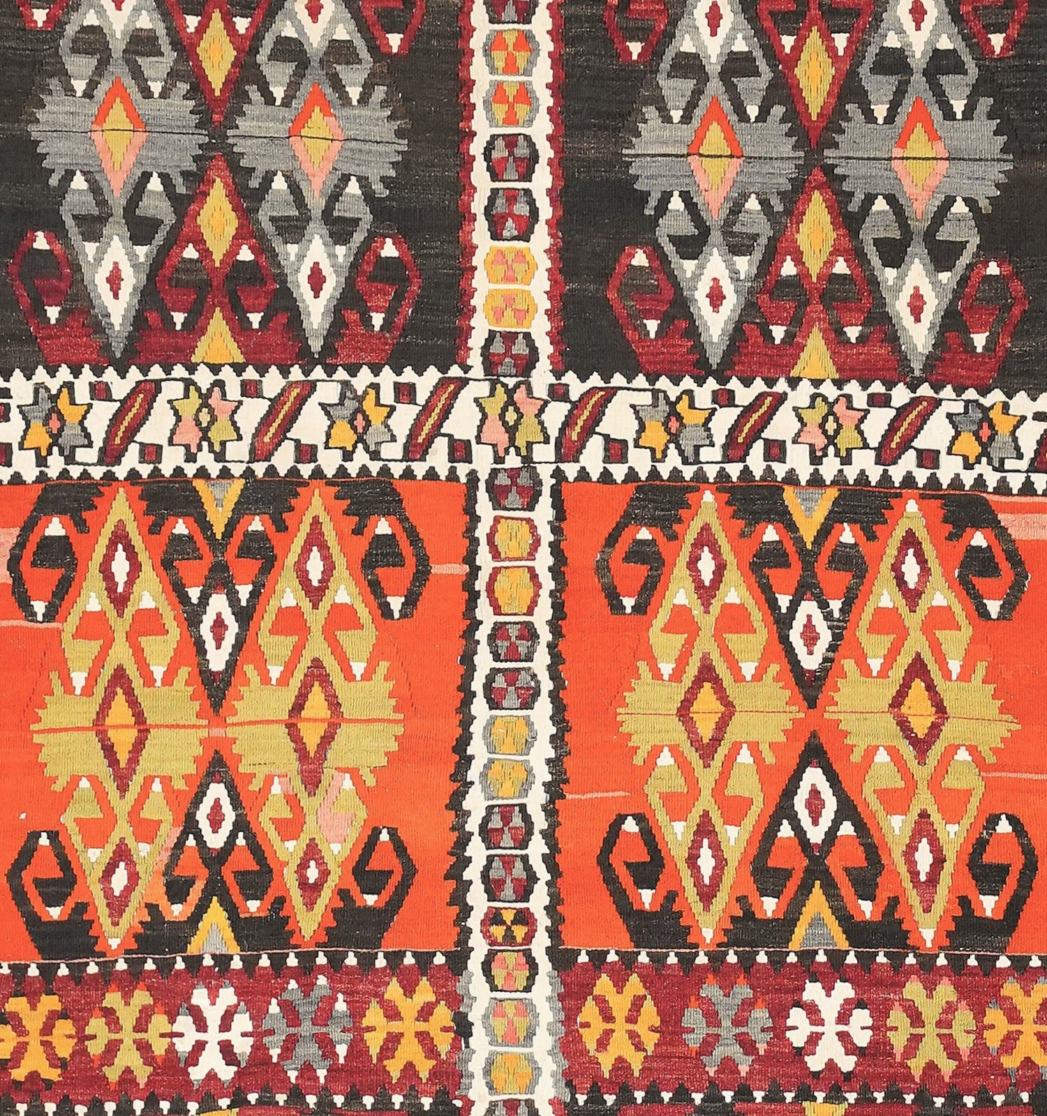 Détail du tissage en laine du kilim Zara tissé à la main (provenance Zara)