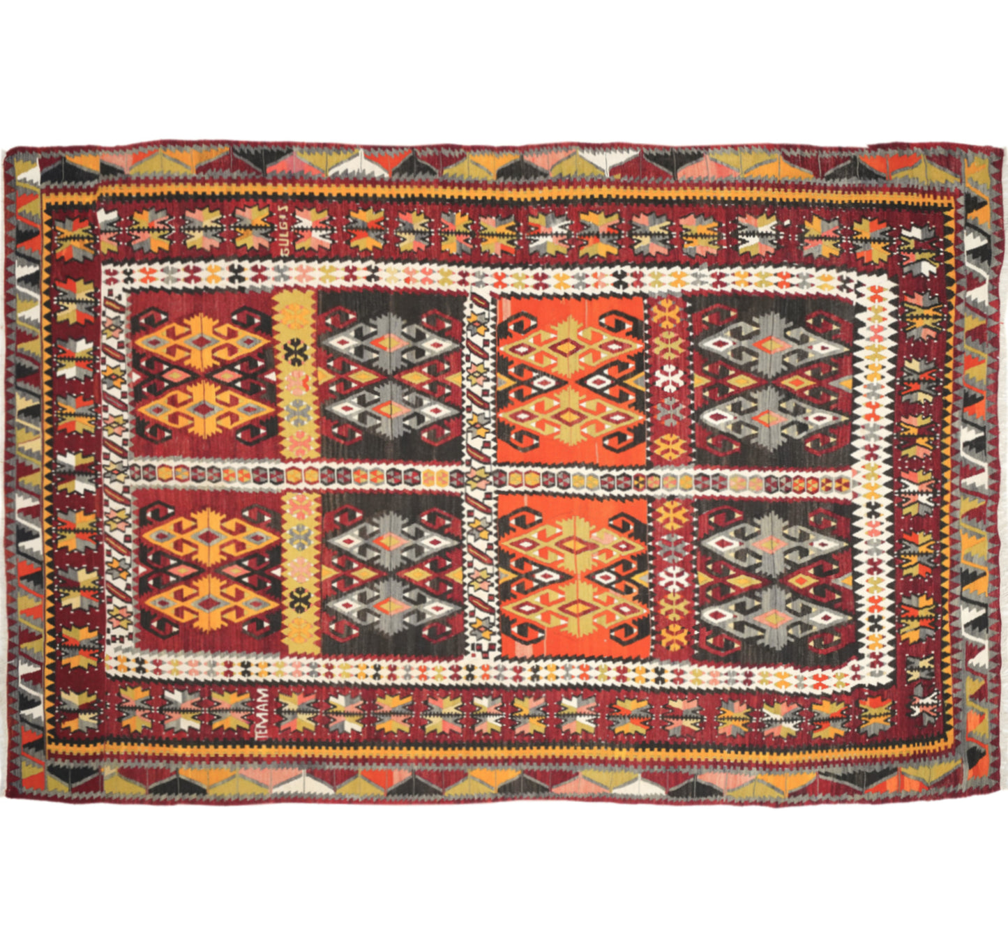 Vue horizontale du kilim Zara 300 x 200 cm – Tapis turc en laine de provenance Zara