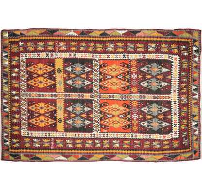 Vue horizontale du kilim Zara 300 x 200 cm – Tapis turc en laine de provenance Zara