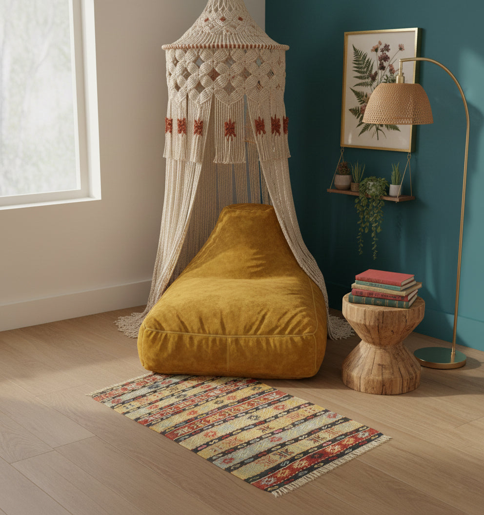 Tapis chambre 100 x 57 cm en situation dans un intérieur moderne – Décoration provenance Hotamis