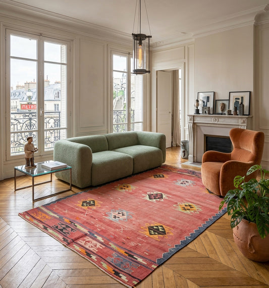 Vintage Yuncu kilim rug - 285 x 175 cm